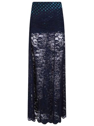Paco Rabanne Floor Length Sheer Lace Skirt