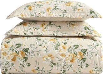 Laura Ashley Roses Quilt & Sham Set in Gold/Beige at Nordstrom Rack, Size King