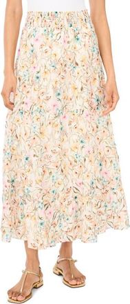 Vince Camuto Smocked Waist Tiered Maxi Skirt in Antiq White at Nordstrom, Size Medium