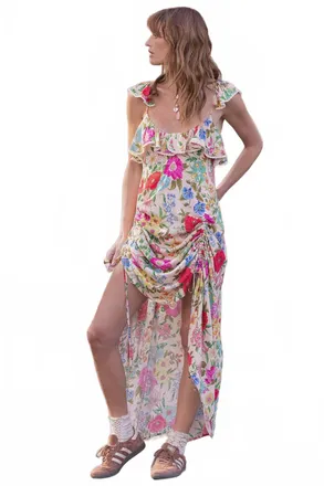 SPELL Valley Of The Dolls Strappy Gown In Opal