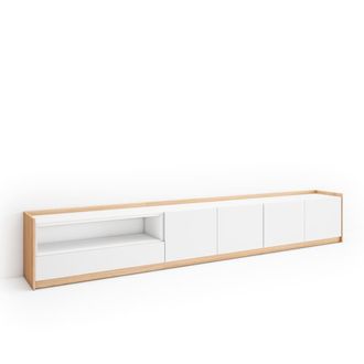 Skraut Home Mueble tv efecto madera blanco y roble 310x37x50cm