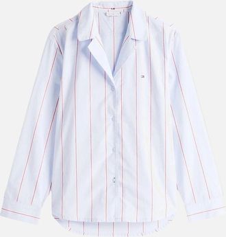 Tommy Hilfiger Womens Heritage Stripe Woven Poplin Pyjama Shirt, Sweet Blue - Size: 1XL