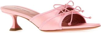 Amina Muaddi Womens Eleonora Mule Pink Fabric Sandal