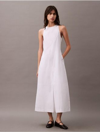 Calvin Klein Jeans Calvin Klein Womens Cotton Poplin Sleeveless Midi Dress - White - 10