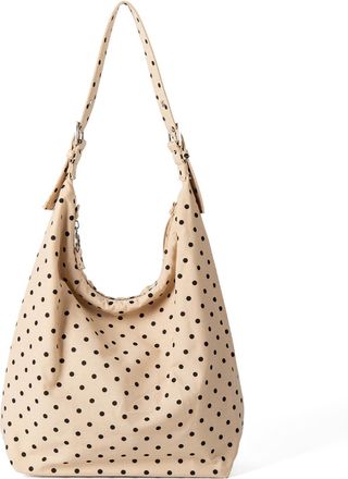 Generic Women Polka Dot Tote Bag Large Versatile Shoulder Bag Commute Handbag (Khaki)
