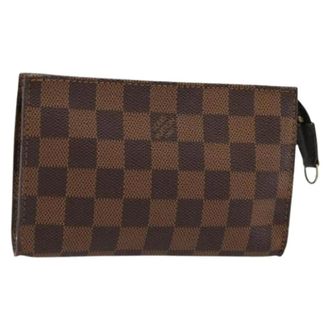 Louis Vuitton Pre-owned Clutches, female, Brown, Size: ONE SIZE Pre-owned Vintage Damier Ebene Pouch