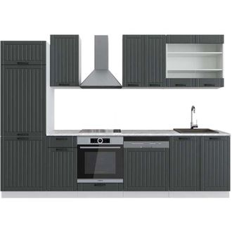 Vicco Mueble De Cocina Fame-line, Antracita Casa De Campo/blanco, 300 Cm, Et M&aacute;rmol, Vicco