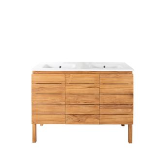Wanda Collection Mueble ba&ntilde;o de teca y cer&aacute;mica L120 cm