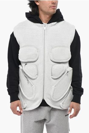 Off-white SEASONAL Knit Zip-Up Gilet MULTIPOCKETS size M