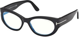 Tom Ford Ronde Brilmonturen - Dames - Brillen - Zwart - 54 MM - Accessoires