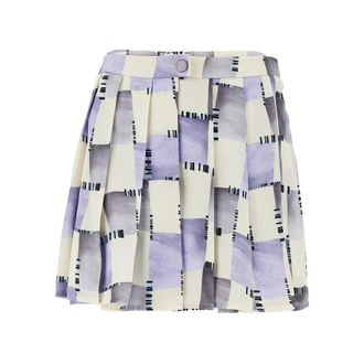 Emporio Armani Check print satin skorts Woman 40