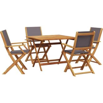 vidaXL Set De Comedor De Jard&iacute;n 5 Pzas Tela Madera Maciza Antracita Vidaxl