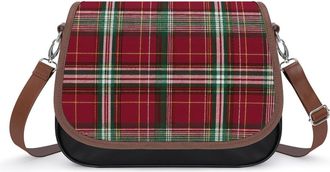 Generic Red And Green Tartan Pattern Fashion Womens Crossbody Bags Novelty Handbag Shoulder Bag Purse