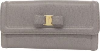 Ferragamo Leather Long Wallet (Tri-Fold) (Pre-Owned)