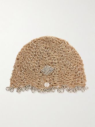Paco Rabanne Cuffia In Rafia Metallizzata Con Cristalli - Oro