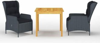 vidaXL Juego De Comedor Para Jard&iacute;n 3 Piezas Gris Oscuro Vidaxl