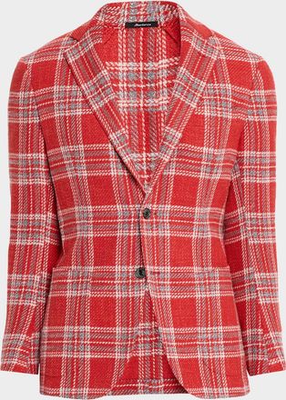 Sartorio Mens Wool and Silk Large Plaid Sport Coat