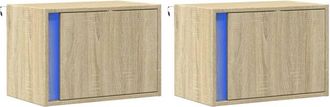 vidaXL Vidaxl - Wall-mounted Bedside Cabinets with led Lights 2 pcs Sonoma Oak