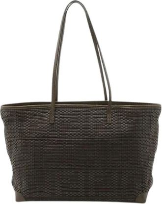 Fendi Pre-owned Geweven Leren Tote Tas - Dames - Vintage Shopper - Bruin - ONE Size - Leer - Vintage