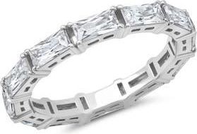 Crislu East West Baguette Cubic Zirconia Eternity Ring in Pure Platinum/Clear Stone at Nordstrom, Size 8