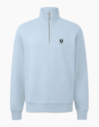 Belstaff Mens Belstaff Quarter Zip Sweatshirt Sky Blue - Size: 42