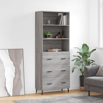 Berkfield Home Highboard Grey Sonoma 69.5x34x180 cm Engineered Wood