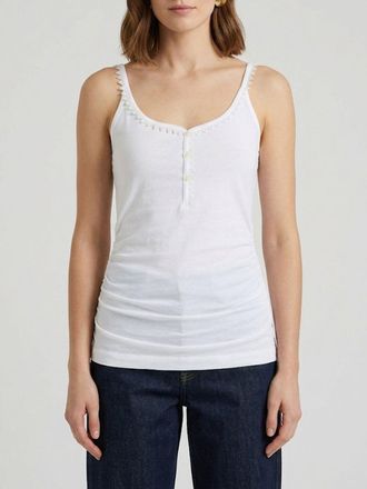 Jacquemus Top slim fit in cotone con ricami e scollo quadrato