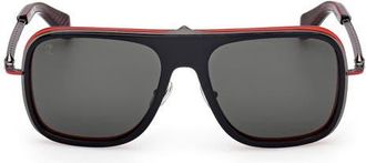 Christian Louboutin 58mm Navigator Sunglasses in Black Red/gunmetal Red at Nordstrom