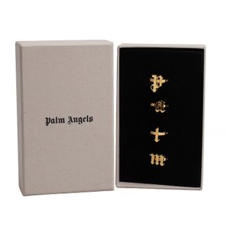 Palm Angels Womens Set of 4 Rings with Logo Letters PMOC015E23MAT0017676 - Gold - One Size