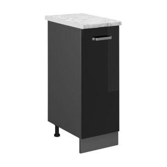 Vicco Armario De Farmacia R-line, Negro Brillo Intenso, 30 Cm Et M&aacute;rmol