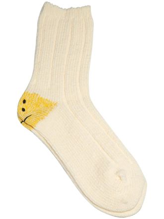 KAPITAL Rainbowy Happy Heel socks - White