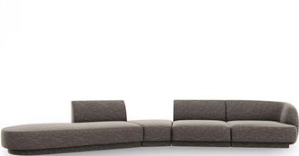 BLOOMINGLOFT 7-Sitzer Design Sofa Miley mit abgerundeter Form und Ottomane links - Chenille
