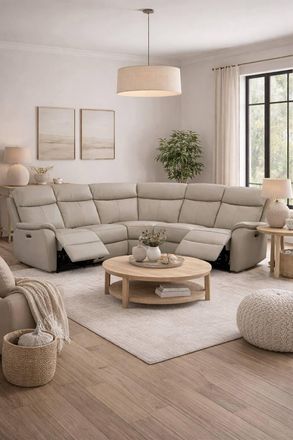 Aspire Home Accents Kingsmere Corner Power Recliner Sofa in Grey
