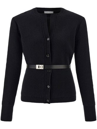 Ferragamo belted cardigan - women - Virgin Wool/Viscose/Polyester - M - Black