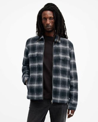 AllSaints Cotton Marley Brushed Checked Jacket, Size: XXL