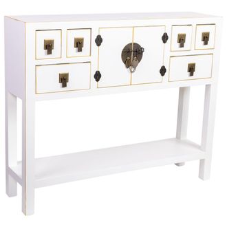 Wanderlust Deco Aparador de madera de 6 cajones y 2 puertas 95x24x79h cm