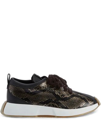 Giuseppe Zanotti Giuseppe Zanotti Ferox lace-up low-top sneakers - men - Leather/Rubber/Fabric/Snake Print Leather - 46 - Black