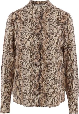 Isabel Marant Python Print Zijden Blouse met Opstaande Kraag - Dames - Blouses - Veelkleurig - S - Overhemden