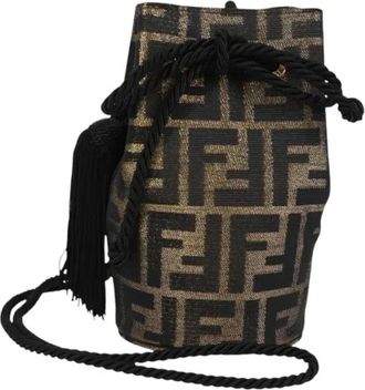 Fendi Pre-owned Bucket Bags, female, Brown, Size: ONE SIZE Pre-owned Vintage Zucca Canvas Shoulder Bag