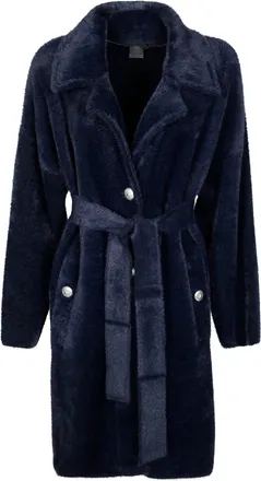 Pinko Robe-Style Faux Fur Coat with Belted Waist