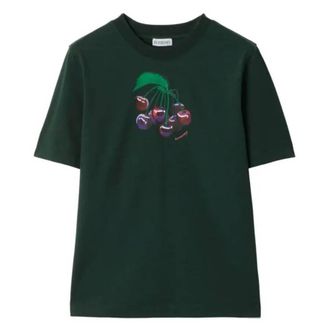 Burberry Cherry Print Crewneck Cotton T-Shirt, Size Small