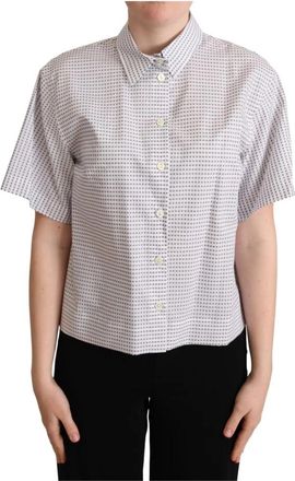 Dolce & Gabbana Polo Top met Kraag en Korte Mouwen - Dames - Overhemden - Wit - M - Katoen - Overhemden