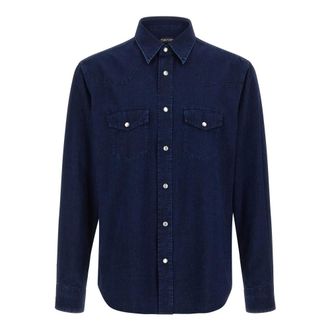 Tom Ford Heren, Overhemden, Blauw, Maat: 2XL Denim