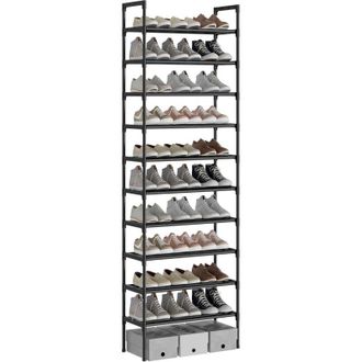 OEM Zapatero Extra Resistente Fabricado En Acero Tubular Negro De 12 Mm, Con 10 Estantes, Estante Superior Con Capacidad Para 20-30 Pares De Zapatos, Idea