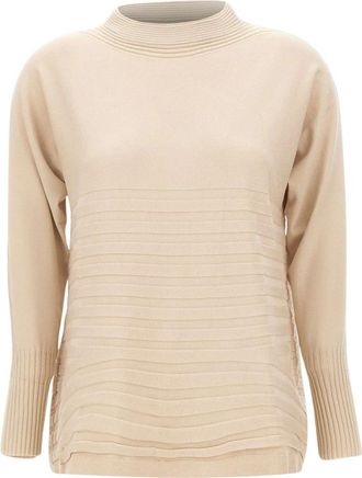 Elena Miro Truien & Vesten, Dames, Beige, XS, Round-neck Truien