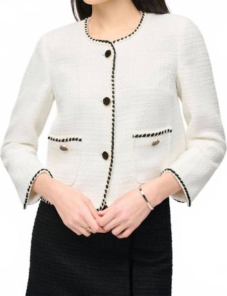 Joseph Ribkoff Boucl&eacute; Jacket In Winter White / Black