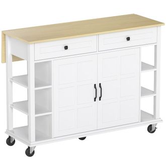 HOMCOM Isla de cocina 120x65x89 cm blanco