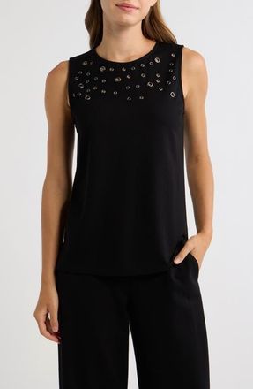 Anne Klein Grommeted Shell in Anne Black at Nordstrom, Size Xx-Small