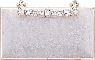 Nina Boujee Crystal Lace Clutch in Ivory at Nordstrom
