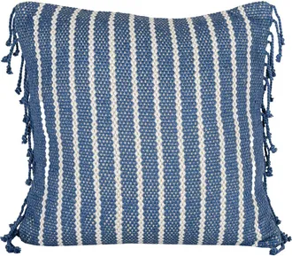 Foreside Home And Garden Handwoven Blue Striped Filled Throw Pillow, 20 x 20 at Nordstrom, Size Medium